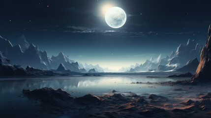 moon and mountains. Generative AI