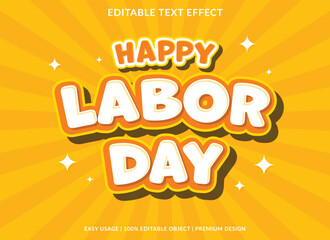 happy labor day editable text effect template use for font style logo