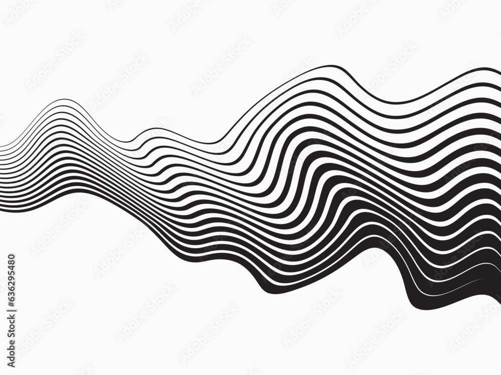 Aufkleber Seamless vector pattern. Abstract striped texture with bold monochrome waves. Creative background with blots. Decorative design with distortion effect.