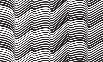 Background with wavy lines. Twisted duo tone backgrounds. Abstract pattern from lines, halftone effect. Black and white texture. Minimalist design template for poster, banner, cover, postcard.