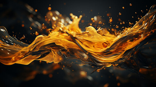 liquid gold explosion on a dark background