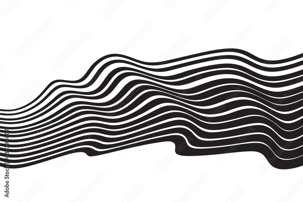 Aufkleber Vector seamless pattern with curve stripe. Black and white stripes as abstract waves for a textured pattern on the background.