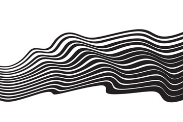 Vector seamless pattern with curve stripe. Black and white stripes as abstract waves for a textured pattern on the background.