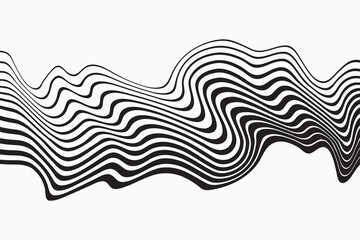 Abstract wave background. Black and white wavy stripes or lines design. Abstract weaves seamless vector pattern. 60’s, 70’s style hippie background with waves, psychedelic groovy texture.  - obrazy, fototapety, plakaty