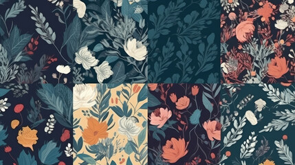 seamless floral pattern set Modern exotic design for paper, cover, fabric, interior decor and other users.