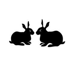 silhouette of rabbits