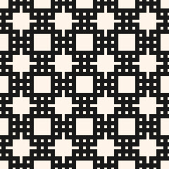 Vector black and white geometric seamless pattern. Abstract background with squares, pixels, grid, lattice, checkered surface. Simple monochrome texture. Minimal repeat geo design for print, emboss