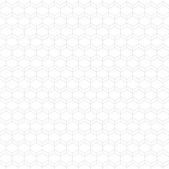 Vector minimalist seamless pattern. Simple abstract background with thin lines, hexagonal grid, net, mesh, lattice. Minimal white and gray texture. Modern graphic pattern. Subtle repeated geo design