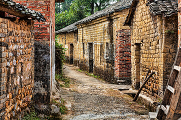 Fototapeta na wymiar Beautiful architecture of Jiangtou Ancient Village in Guangxi, China