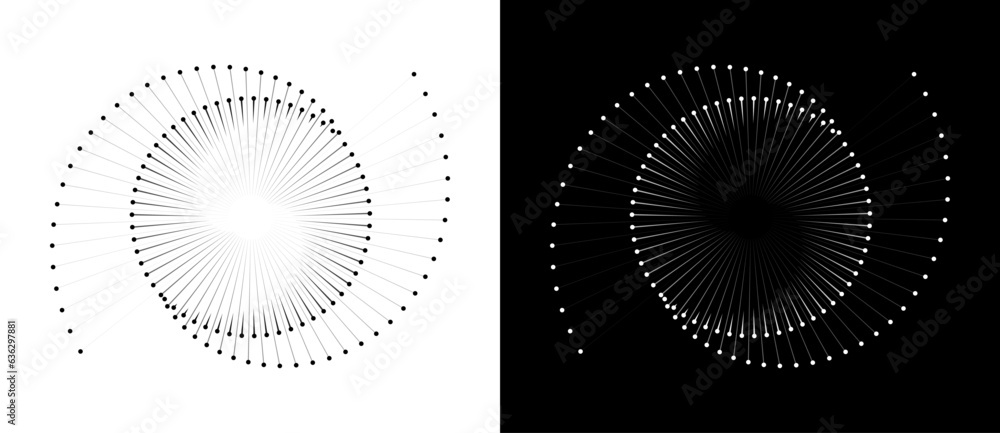 Leinwandbilder abstract background with lines and dots in circle. creative spiral as logo or icon. black lines on a