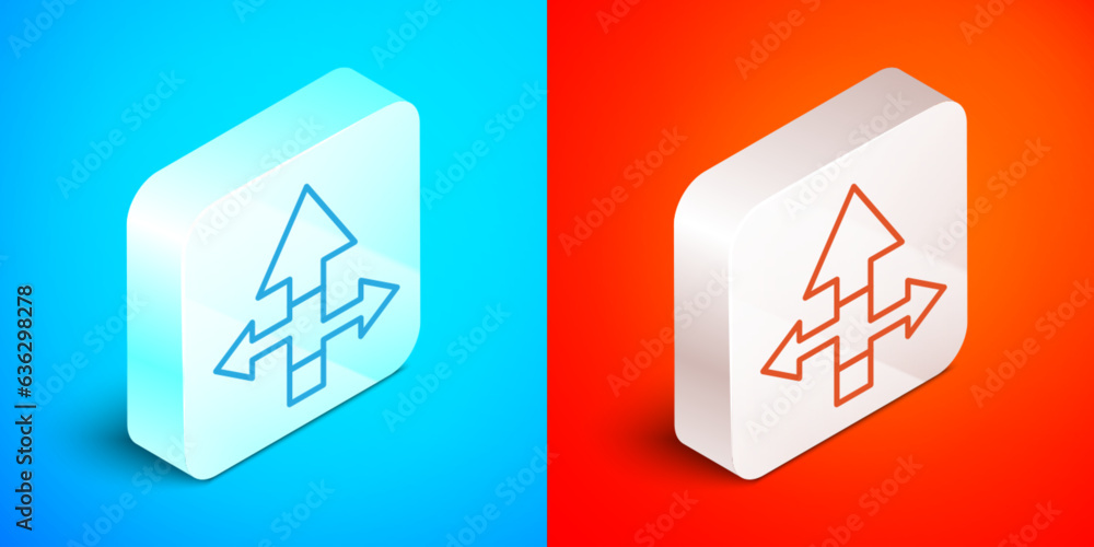 Aufkleber isometric line arrow icon isolated on blue and red background. direction arrowhead symbol. navigatio