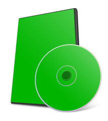 DVD box blank template green for presentation layouts and design. 3D rendering.