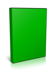 DVD box blank template green for presentation layouts and design. 3D rendering.