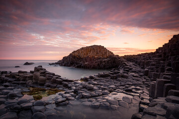 Gorgeous sunrise at Giants Causeway, Bushmills, Northern Ireland 