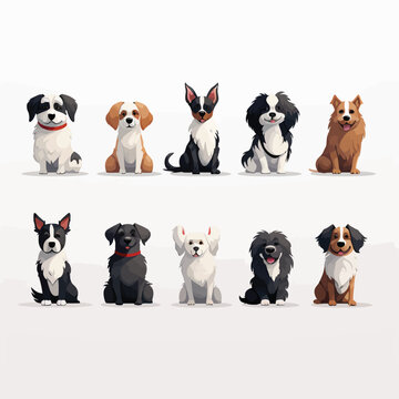 dogs set vector flat minimalistic isolated illustration