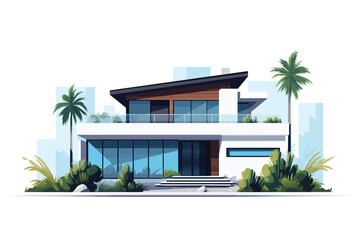 modern house vector flat minimalistic isolated illustration
