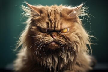 Naklejka na ściany i meble angry ugly cat with messy hair