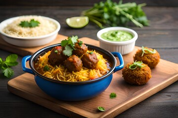  chicken kofta  and rice with salad generated by AI