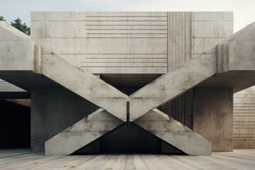 A concrete structure with bold geometric forms, showcasing raw materials, ai generated.