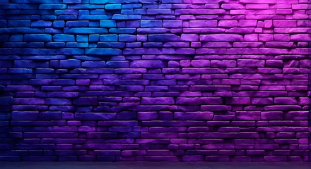 Papier Peint photo Graffiti Neon blue to purple brick wall background.