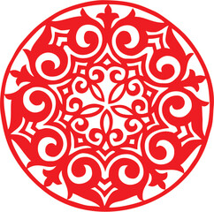 Ornament round-42, Kasahkstan, Central Asia, Steppe, ethnodesign, element, dekor, dekol, design, dekoration, vektor, nomads.