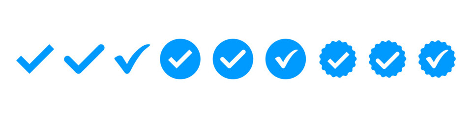 Checkmark icon. Check mark vector set. Ok sign. Official approved sign. Vote choice symbol isolated.