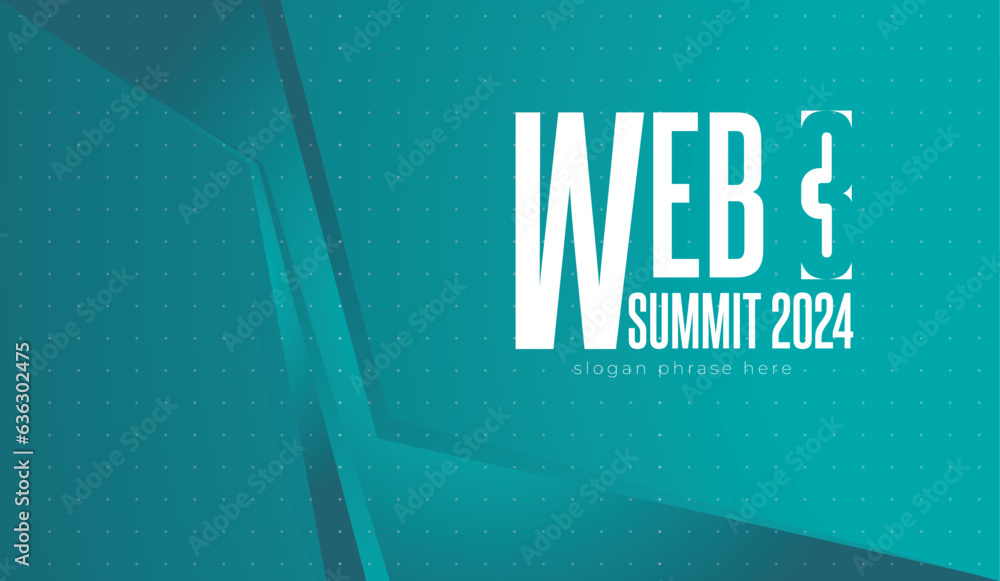 Poster logo graphic design of annual event summit and title made for new technology, blockchain, cryptocurr