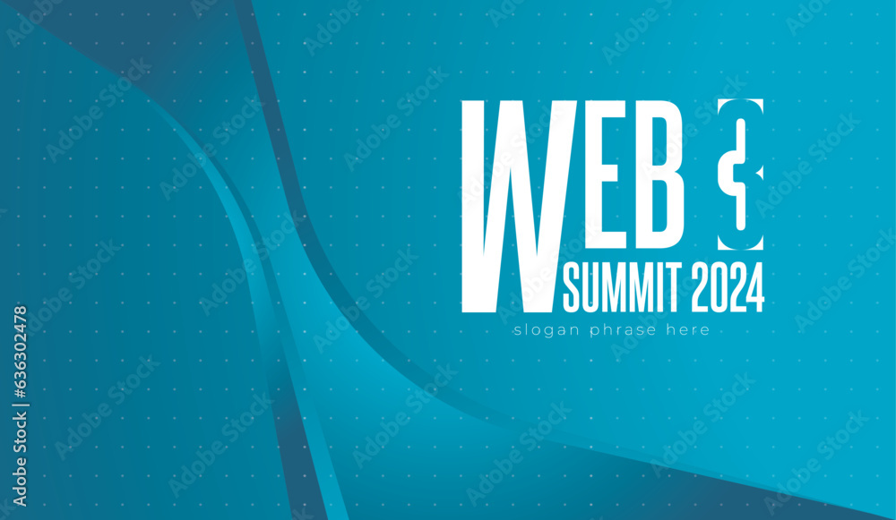 Poster logo graphic design of annual event summit and title made for new technology, blockchain, cryptocurr