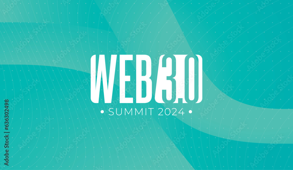 Poster logo graphic design of annual event summit and title made for new technology, blockchain, cryptocurr