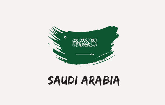 Saudi Arabia brush painted national country flag Painted texture white background National day or Independence day design for celebration Vector illustration