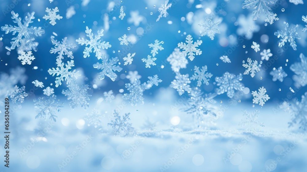Poster snow flakes background created with generative ai