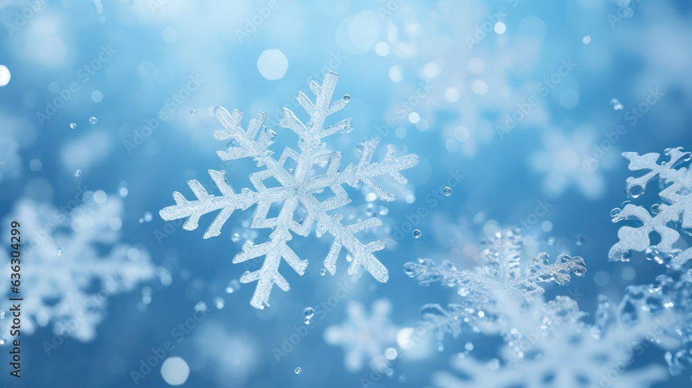 Poster snow flakes background created with generative ai