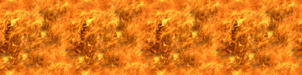 Seamless long banner, Fire flame texture. Blaze flames background.