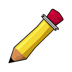 Cartoon Pencil Vector Icon Isolated Transparent Background