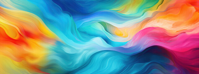 Abstract water color painting on canvas, multicolored waves