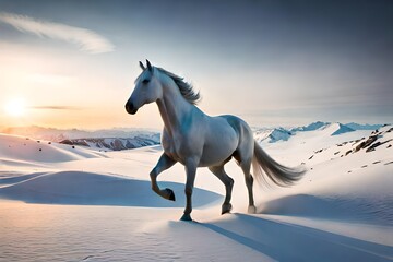 Obraz na płótnie Canvas horse on the snow generated by AI