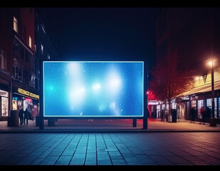 Bright billboard frame located in the urban landscape, open canvas for creativity and promotion