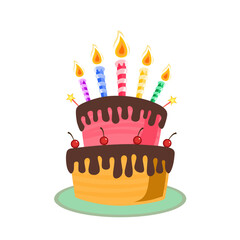 birthday cake with various flavors complete with birthday candles