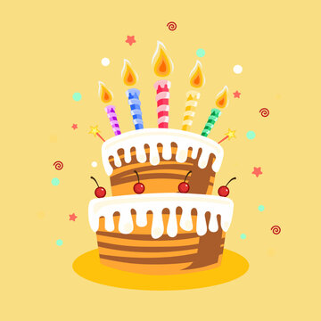 birthday cake with candles and cherries clip art preview
