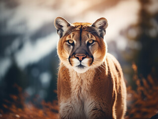 Obraz premium Portrait of Cougar Created with Generative AI