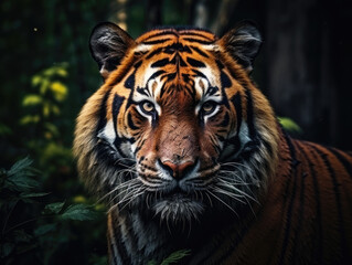 Fototapeta premium Stunning Tiger Close-Up Portrait in Natural Habitat Created with Generative AI 