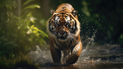 Fototapeta na wymiar Stunning Tiger Close-Up Portrait in Natural Habitat Created with Generative AI 