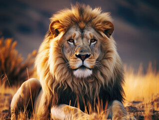 Majestic Portrait of a Lion in the Wild Created with Generative AI