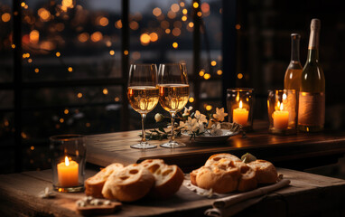 Generative ai illustration of christmas eve party table