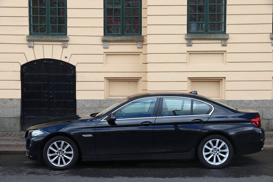 GOTHENBURG, SWEDEN - AUGUST 26, 2018: BMW 5 series (F10) executive car parked in Gothenburg, Sweden. There are 4.8 million passenger cars registered in Sweden.