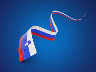 3d Flag Of Slovenia 3d Wavy Shiny Slovenia Ribbon Isolated On Blue Background 3d Illustration