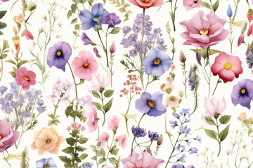 Leaves print art floral blossom spring vintage herb pattern flower summer