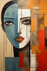 portrait of woman. abstract wall art. painting in the interior. a modern poster. Generative A