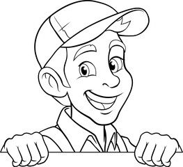 Handyman Mechanic Painter Plumber Cartoon Mascot