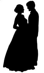 silhouette of bride and groom vector of illustration